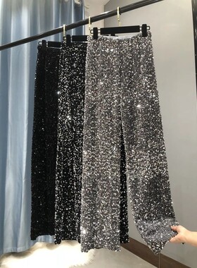 The New Women's Fashion Trendy Sparkling Gold Pants Relaxati