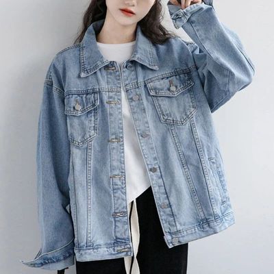 Vintage Women Jacket 2024 Autumn Winter Oversize Denim Jacke