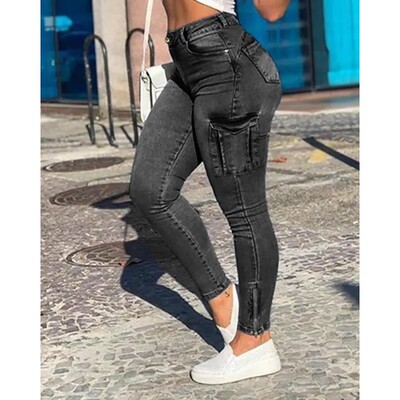 Women's Denim Pants 2025 Summer New Fashion Solid Color Butt