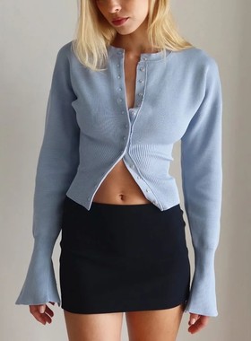 Tossy Autumn Fashion Knitwear Cardigan Top Women's Ribbed Pa