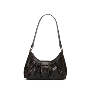 Y2K Retro Style Shoulder Bag, Maillard Pleated Rivet Armpit