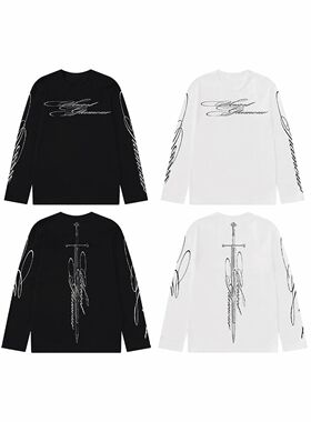 Y2k Gothic Fashion Simple Letter Pattern Print Long Sleeved