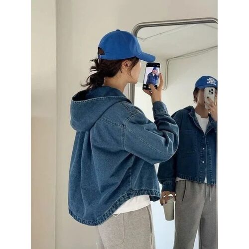 Retro Chic ort Denim Jaet Women's Hooded Button up Outerwear