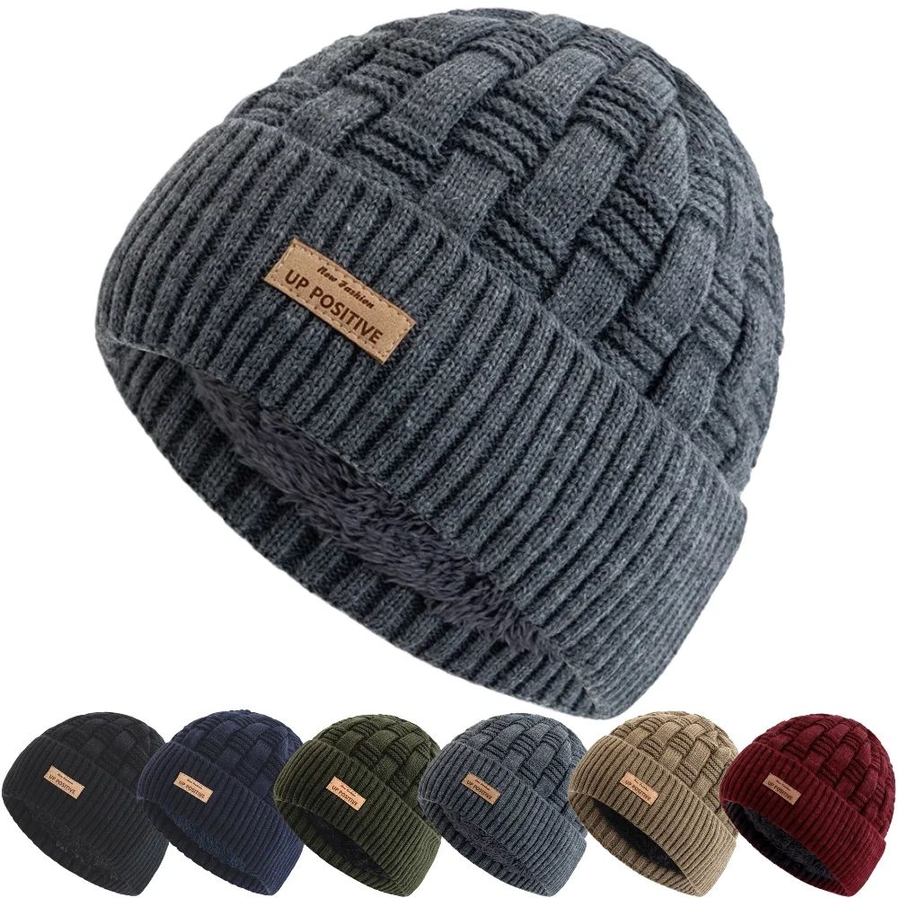Unisex UP POSITIVE Letter Winter Hats Outdoor Knitted Hats F