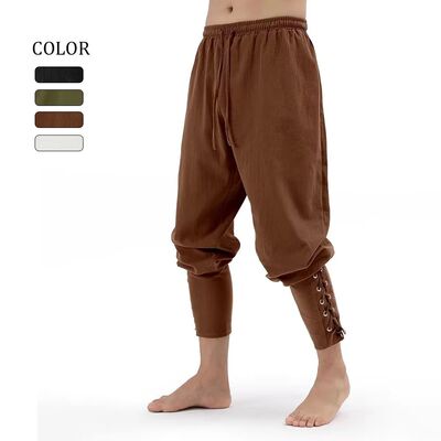 Men's Spring Summer Vintage Men's Medieval Viking Cotton Lin
