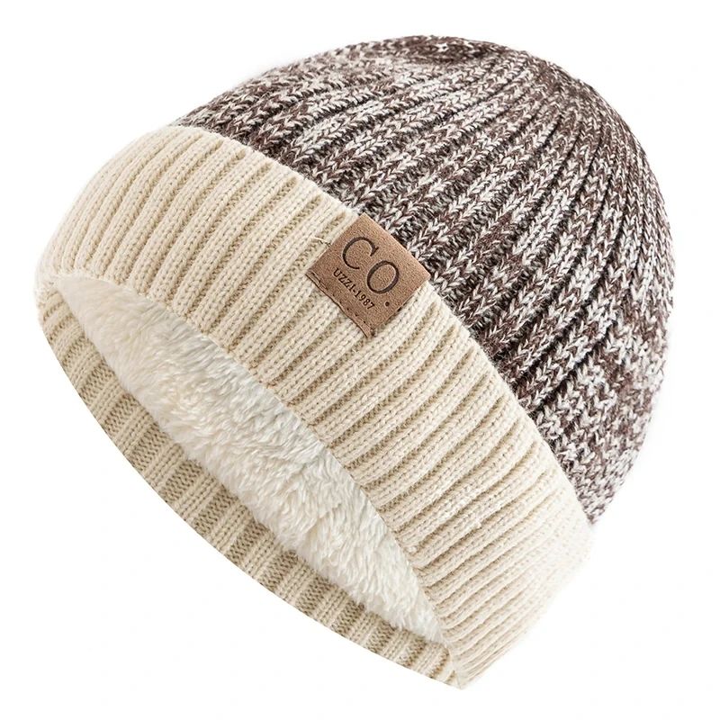 New Unisex Two-Tone Winter Hats Add Fur Lined Men And Women
