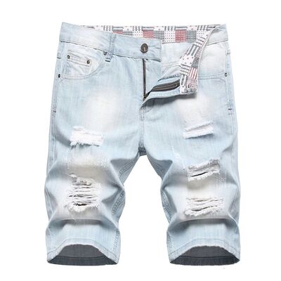 2023 Summer New Fashion Mens Ripped Short Jeans Bermuda Thin