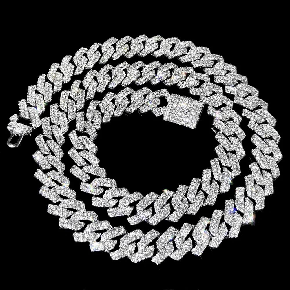 16/18/20/22/24inch Prong Cuban Link Chain for Women Men Iced