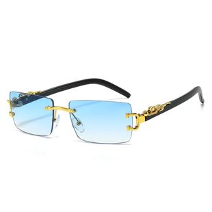 Women Sunglasses Men Cheetah Rect Fashion Decoration Rimless