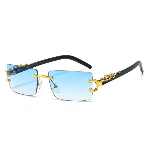 Fashion Rimless Sunglasses Women Men Cheetah Decoration Rect