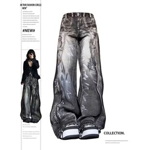 Women's Black Gothic Jeans Harajuku Y2k 90s Aesthetic Baggy