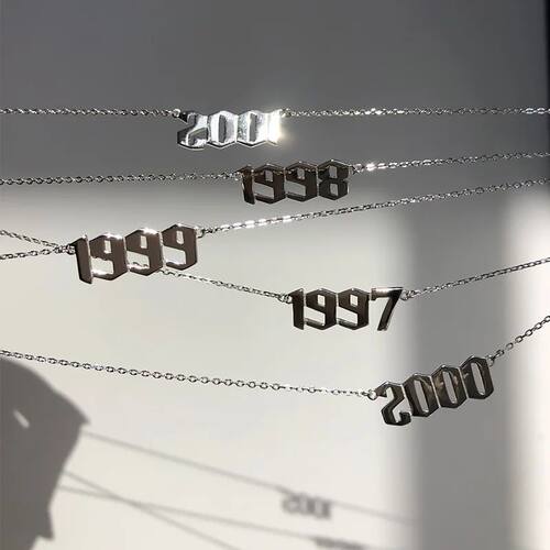 Stainless Steel Birth Year Necklaces For Women Men Gold Silv