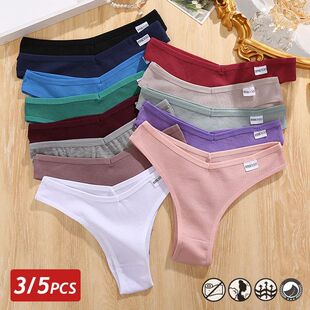 FINETOO 3/5Pcs Cotton Brazilian Panties Women's Panties Sexy