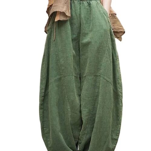 Elegant Women's Cotton Linen Baggy Cargo y2k Pants Vintage E