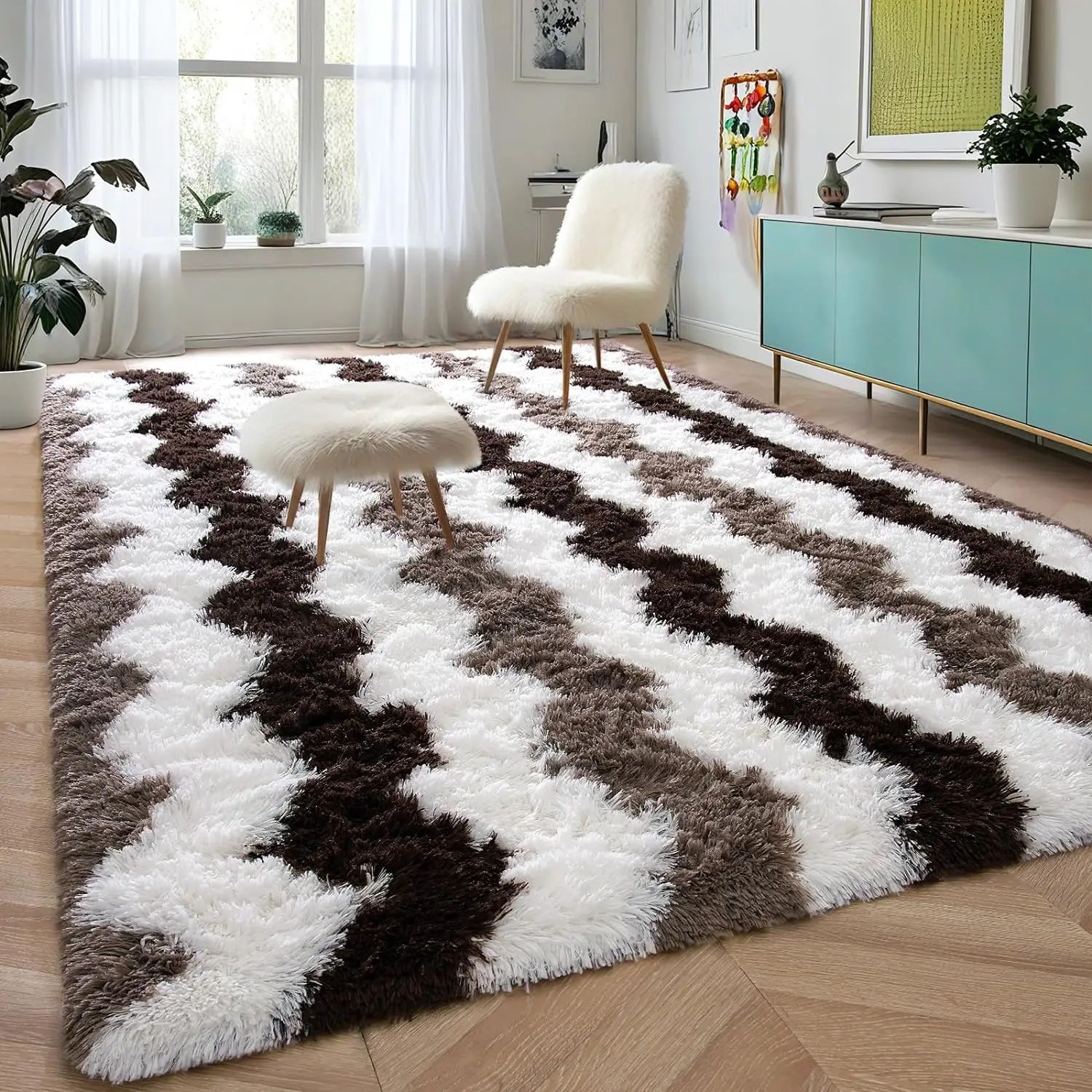 VIKAMA Fluffy Rugs for Bedroom Fuzzy Area Rugs for Living Ro