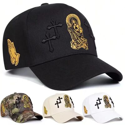 Unisex Cross Embroidery Baseball Caps Spring Autumn Outdoor