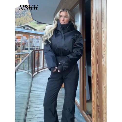 Fashion Chic Hooded Women's Skiwear Jumpsuits Stand Collar Z