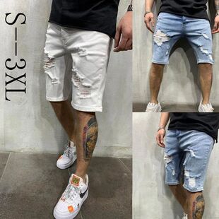 denim shorts Ripped Personaliz Men tassel Summer 2024 New