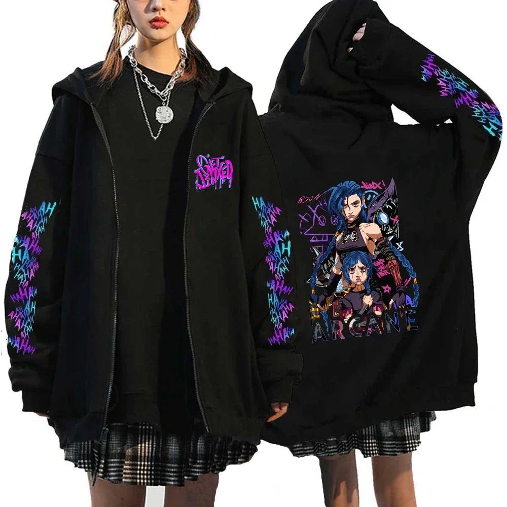 Arcane Jinx Monkey Graffiti Printed Hoodies Zipper Jacket Me