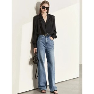 Jeans 2024 Spring Amii Denim Women Vintage Pants Minimalism