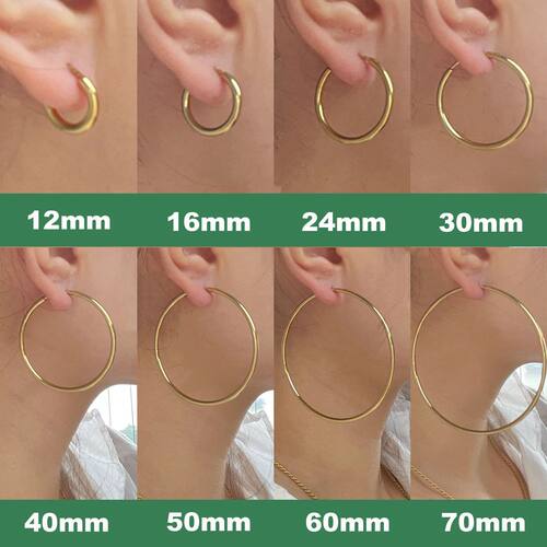 Stainless Steel 12-70mm Minimalist Big Circle Hoop Earrings