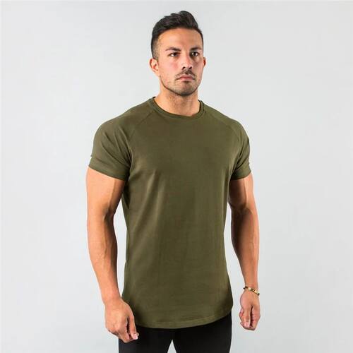 New Fashion Plain Tops Tees Fitness Mens T Shirt Short Sleev