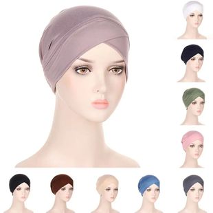Ladies Turban Hat Muslim Pleated Indian Inner Hijabs Sleep C