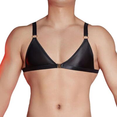 Men's Sissy Bra Tops Lingerie Underwear Glossy Triangle Bra