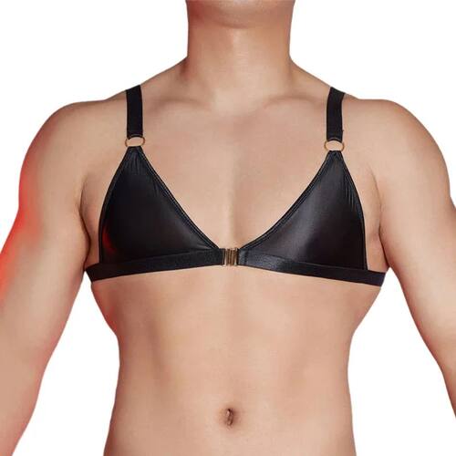 Men's Sissy Bra Tops Lingerie Underwear Glossy Triangle Bra