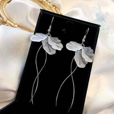 Korean Acrylic Big Flower Tassel Drop Earrings For Women Swe