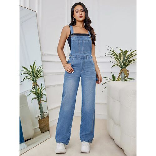 Hot Sale Womens Denim Bib Jumpsuits Casual Sleeveless Adjust