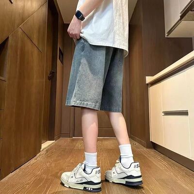 Men's Shorts Jeans Blue Denim Jorts Baggy Harajuku Pants Str