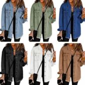 Denim Jeans Jacket Autumn Washed Lapel Women Tassel