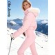 Patchwork Women Ski Chic Fur Slim Suit Thicken Full Sleeve