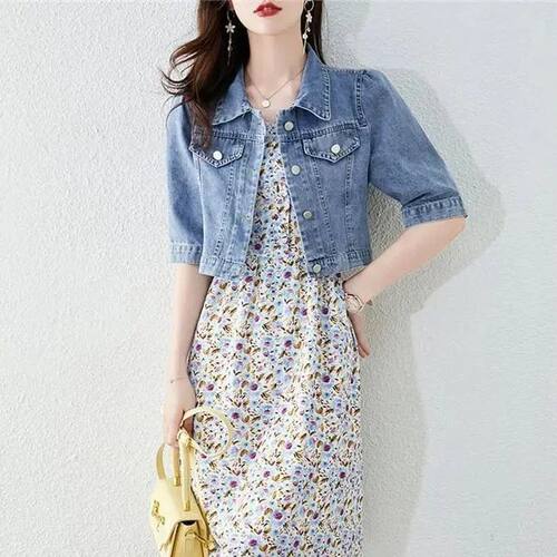 Vintage Crops Trendy Turn Down Collar Jackets Women Basic So