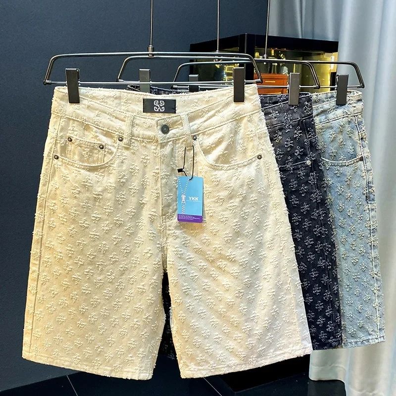 Summer Black Washed Denim Shorts Men's Jeans Shorts Designer