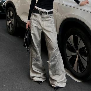 Low Waist Women Grey Jeans Summer Hip-hop Style Fashion Vint