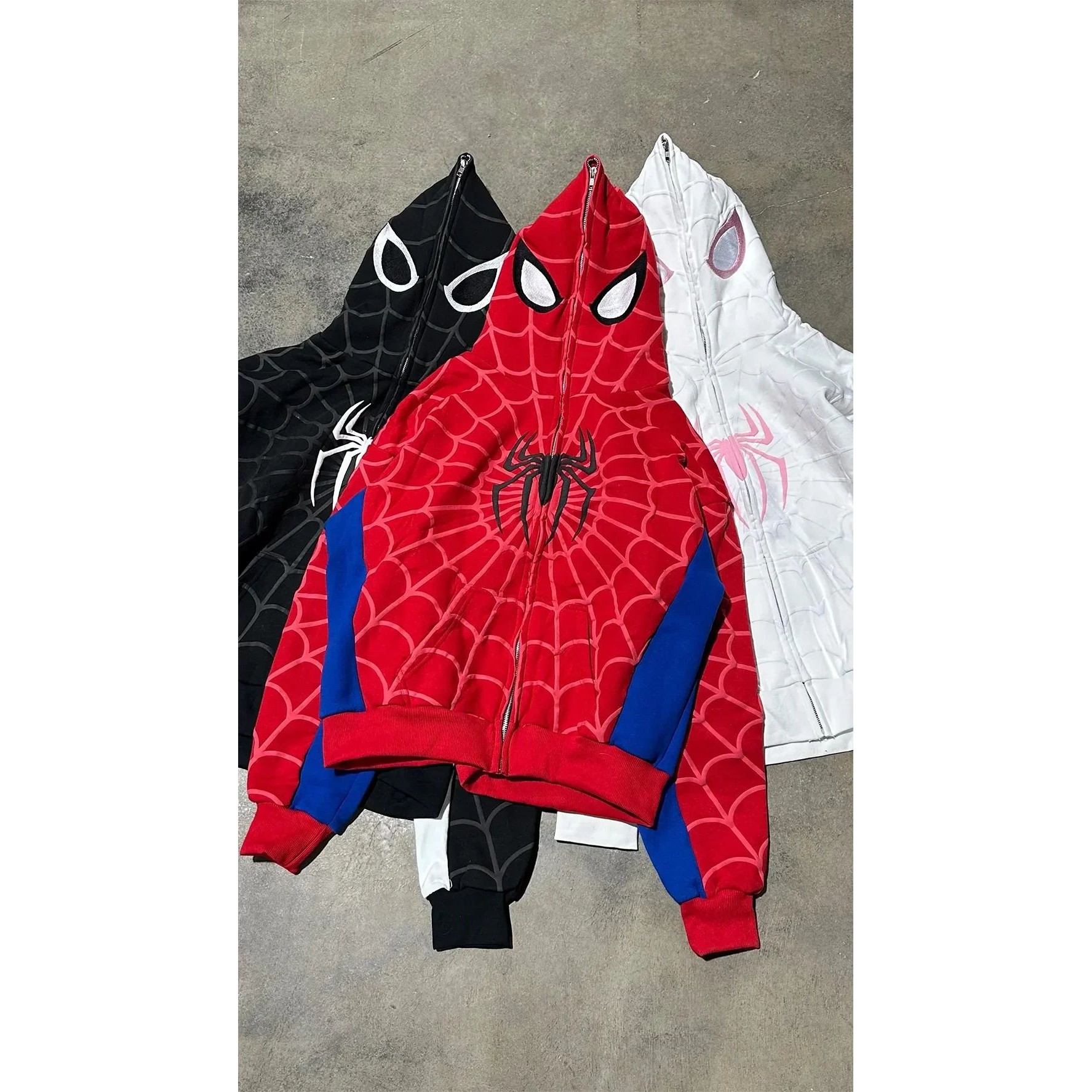 Men Spider Print Hoodies Women Hip Hop Zipper Long Sleeve Ja