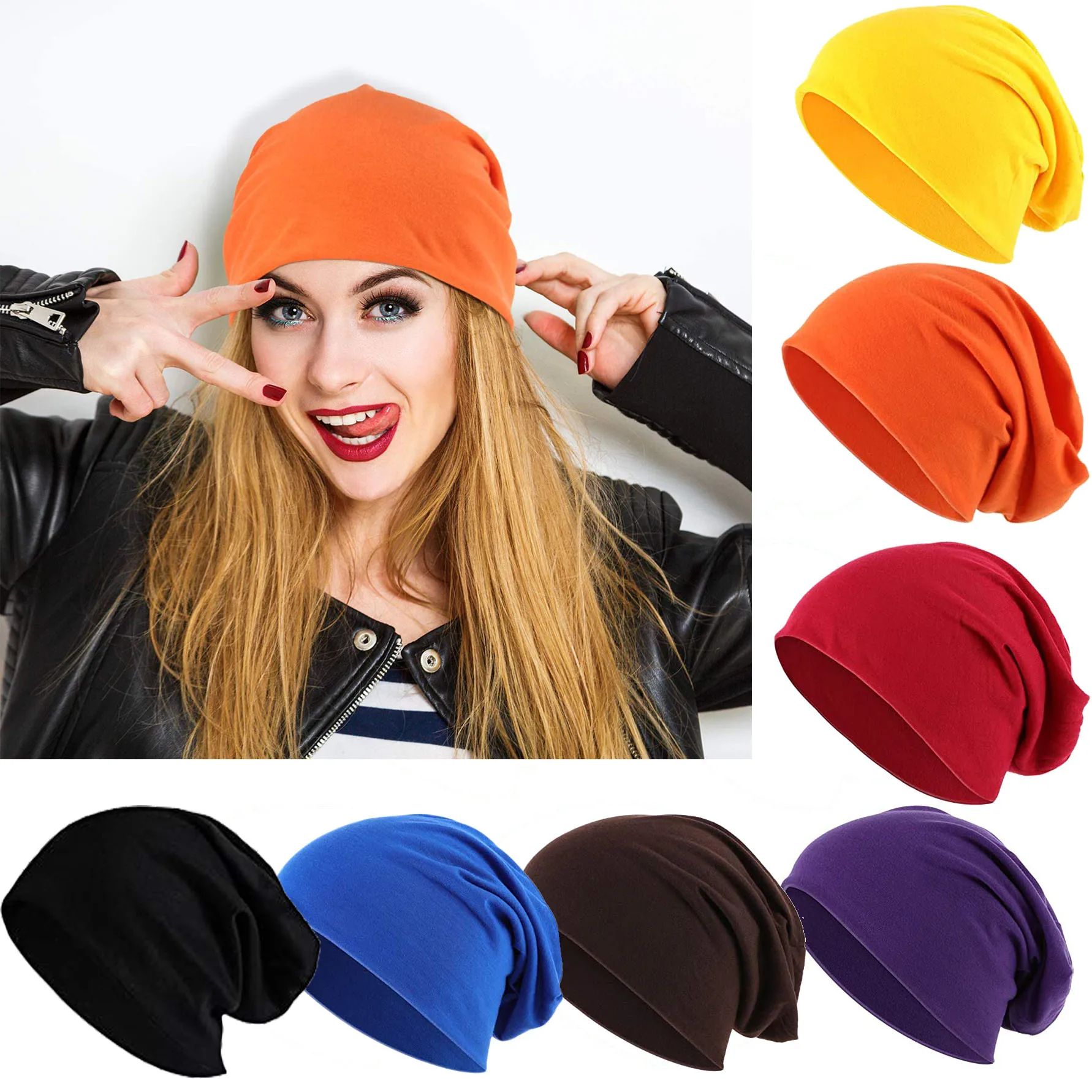 Summer Cotton Slouchy Beanie Hip-Hop Soft Running Dwarf Hats