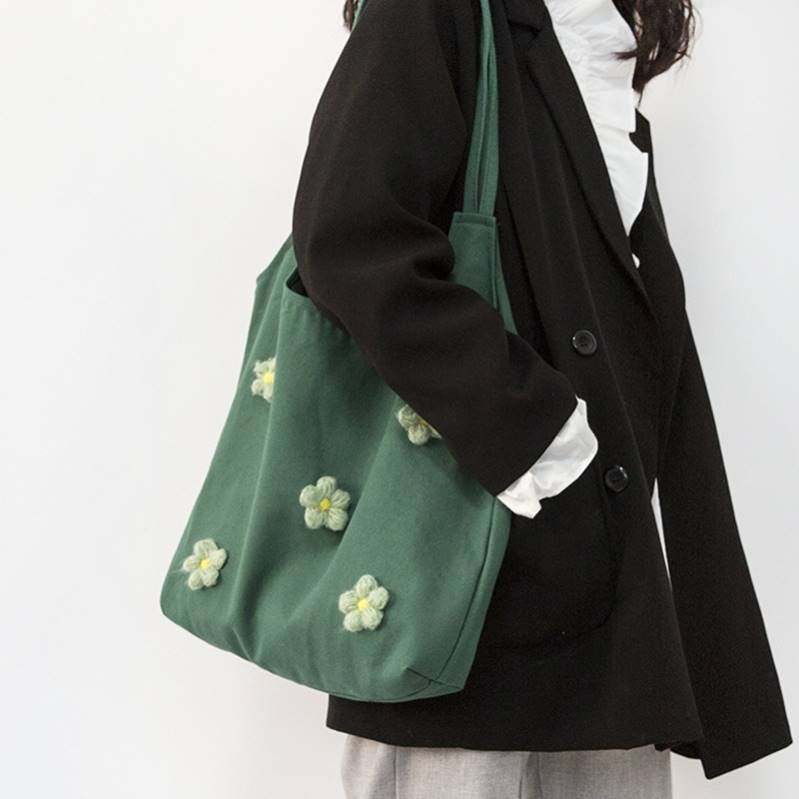 小清新帆布包女慵懒风大容量手提布袋学生文艺小众新款单肩包