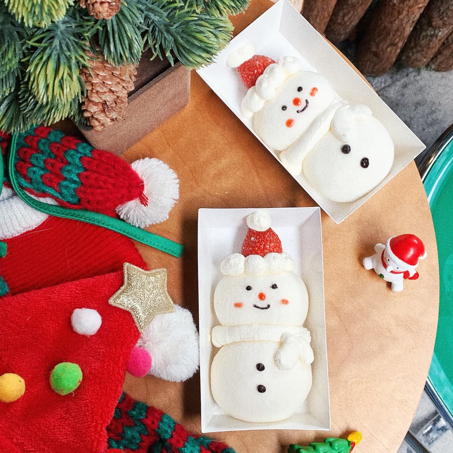雪人雪媚娘包装盒大福两粒圣诞装饰甜品盒子长方形草莓蛋糕打包盒