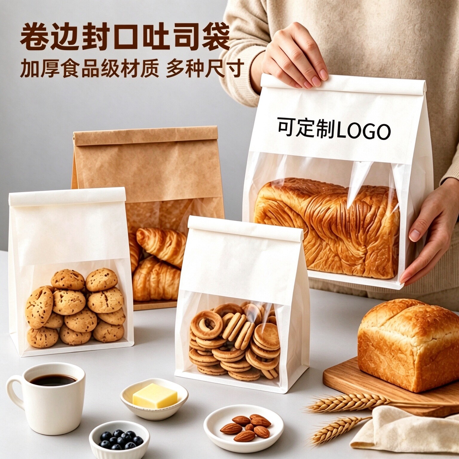 450g吐司面包包装袋自封牛皮袋