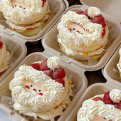 圣诞节雪人雪媚娘包装 盒草莓奶油蛋糕盒子网红便当纸浆甜品打包盒