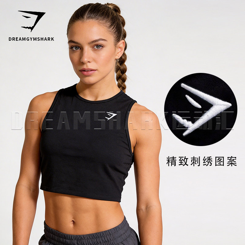 GYM刺绣标女子短款运动背心瑜伽跑步户外综合训练透气紧身健身服