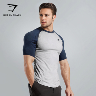 GYM肌肉鲨鱼男款运动T恤CF综合训练短袖健身跑步吸湿排汗拼接长袖