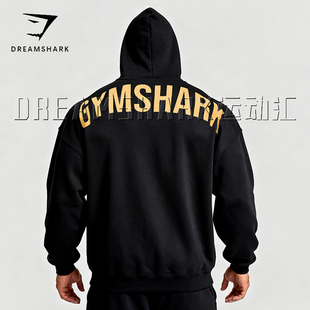 GYM肌肉鲨鱼运动连帽加绒卫衣秋冬长袖宽松CF综合训练深蹲健身服