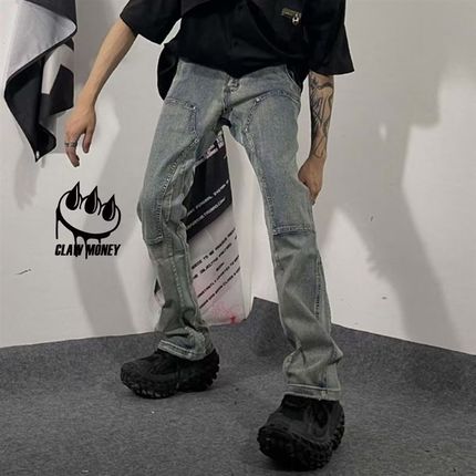 美式高街fog牛仔裤男秋冬潮牌小众设计感裤子修T身小脚高级感长裤
