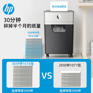 连 HP惠普5级保密多功能中型大功率专业商用办公碎纸机 单次8张