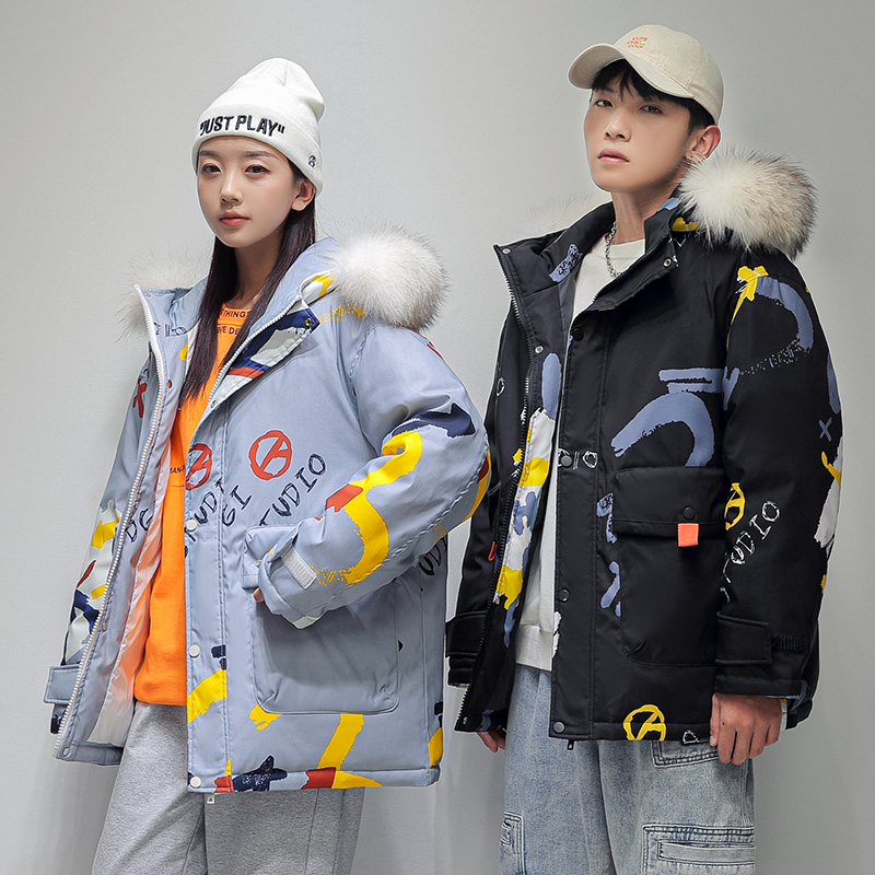 YZ 潮牌情侣羽绒服男女2023冬季新款青年时尚短款保暖加厚外套