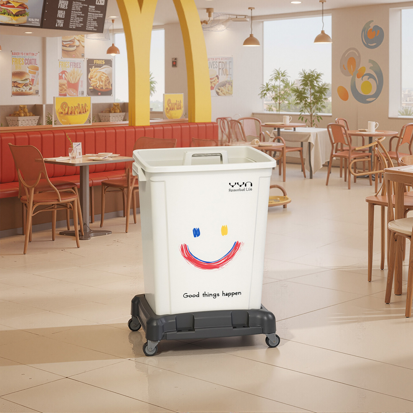 2025新款手推收餐车垃圾桶家用大容量厨房带轮商用清洁小推车大号